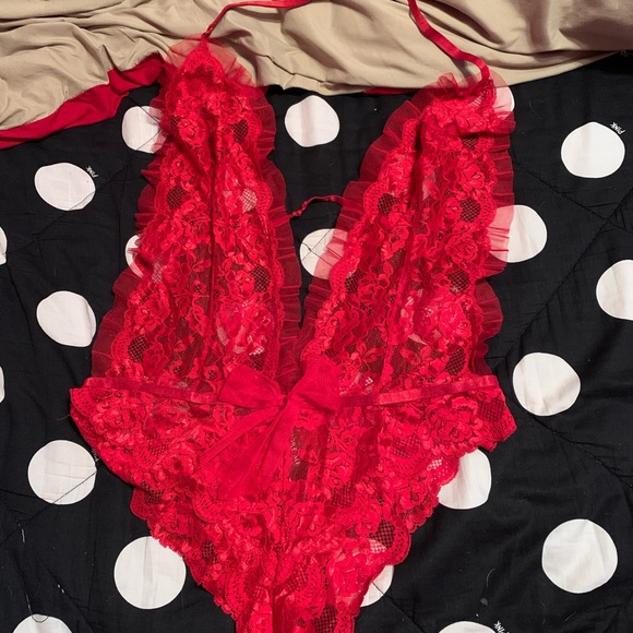 red lingerie outfit